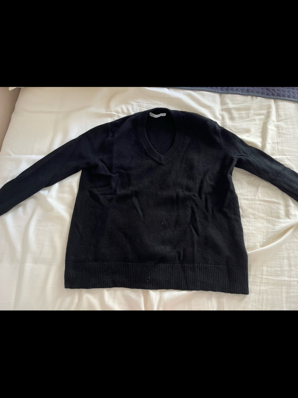 Zara Black Women's V-Neck 100% Cashmere Sweater